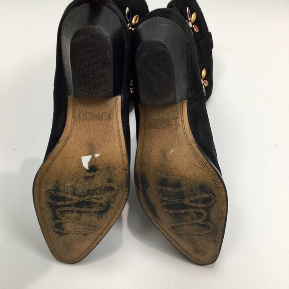 Vintage 90’s Suede Leather Jeweled Western Boots - Picture 10 of 10